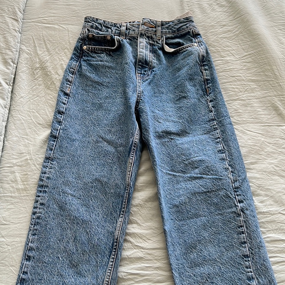 zara high wasted ankle straight jeans